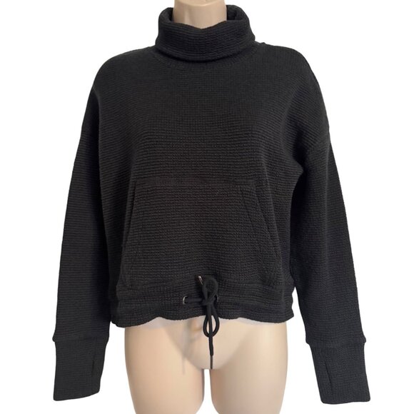Sweaty Betty Restful Boucle Sweatshirt Size XS Black Waffle Knit NWT $ 64 Oversi - Picture 2 of 10
